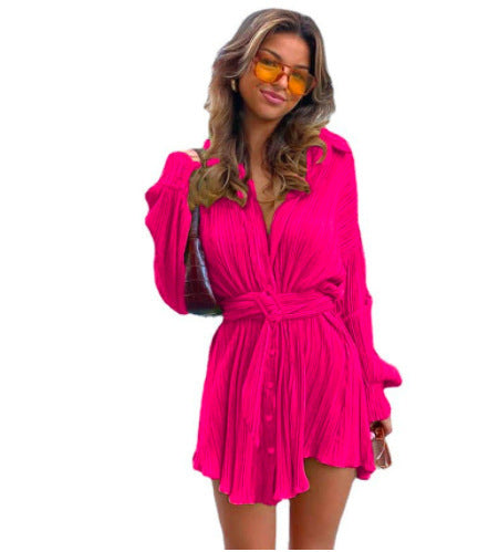 Lapel Cardigan Long Sleeve Top Waist-tight Ladies