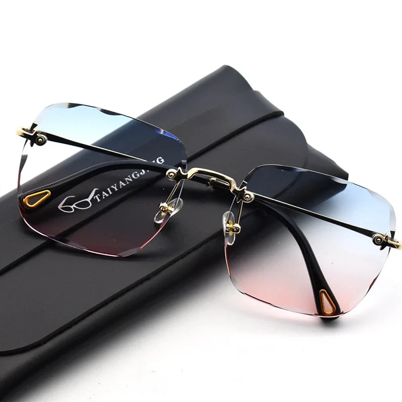 2024 New Women Sunglasses Rimless UV400 Brand Designer High Quality Gradient Sun Glasses Female Summer Shades zonnebril dames