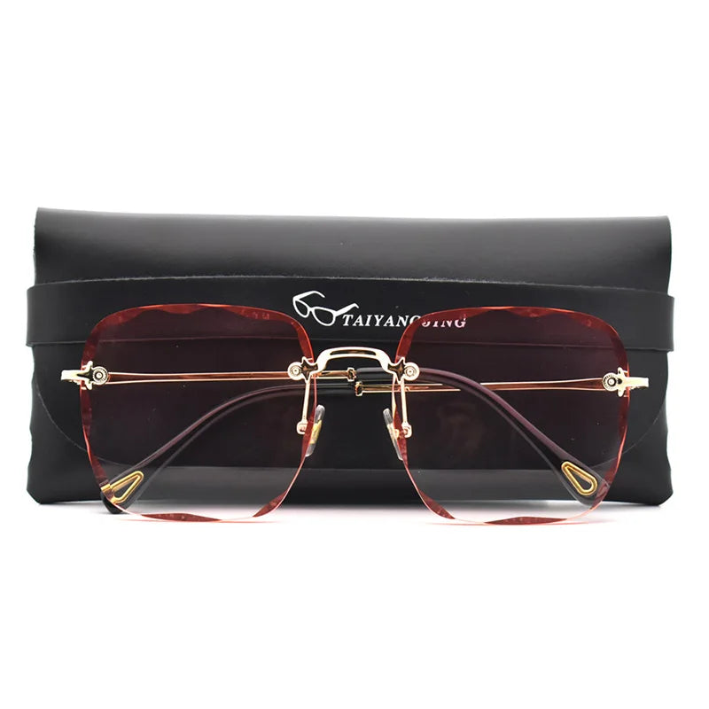 2024 New Women Sunglasses Rimless UV400 Brand Designer High Quality Gradient Sun Glasses Female Summer Shades zonnebril dames