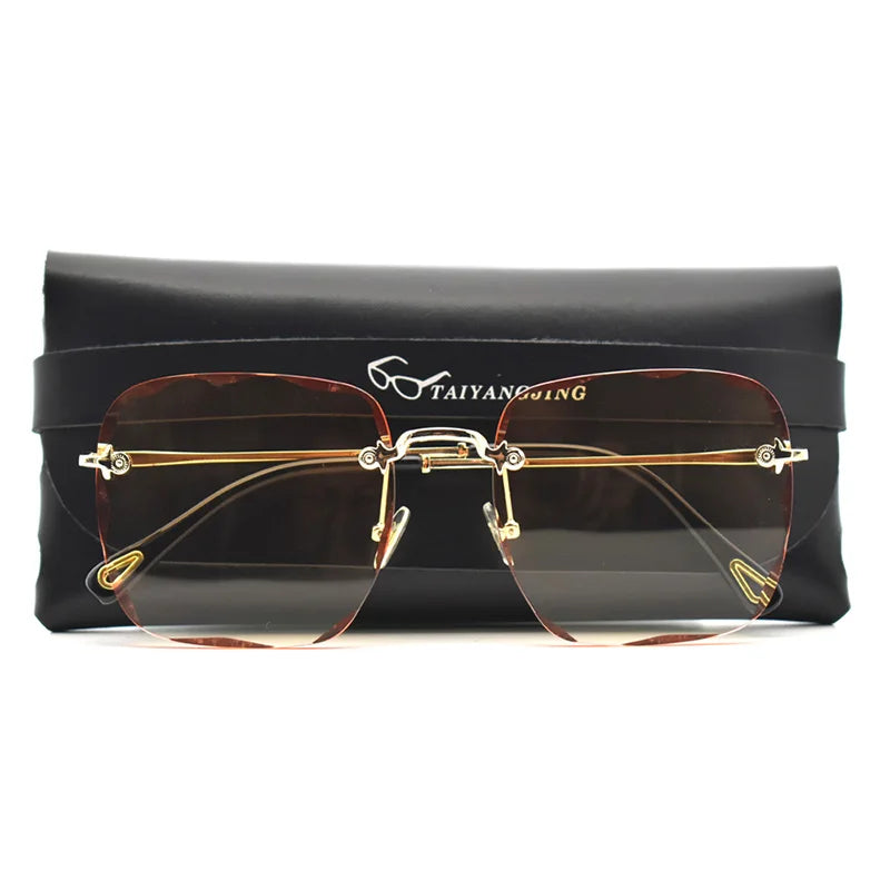 2024 New Women Sunglasses Rimless UV400 Brand Designer High Quality Gradient Sun Glasses Female Summer Shades zonnebril dames