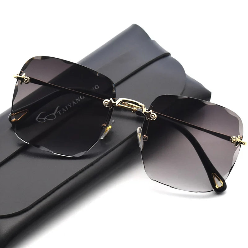 2024 New Women Sunglasses Rimless UV400 Brand Designer High Quality Gradient Sun Glasses Female Summer Shades zonnebril dames