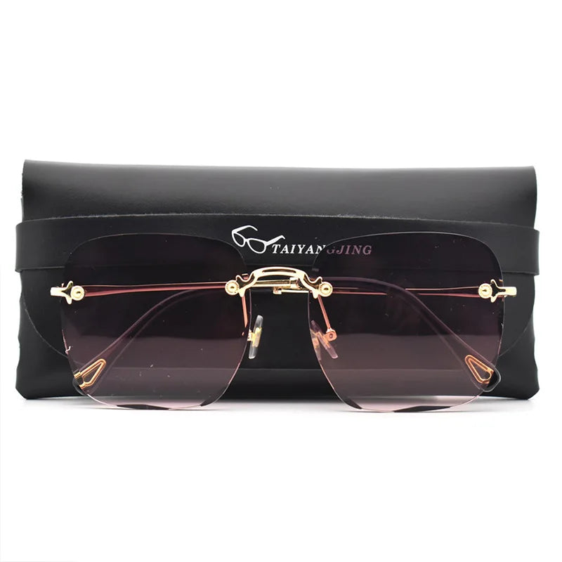 2024 New Women Sunglasses Rimless UV400 Brand Designer High Quality Gradient Sun Glasses Female Summer Shades zonnebril dames