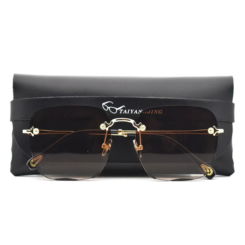 2024 New Women Sunglasses Rimless UV400 Brand Designer High Quality Gradient Sun Glasses Female Summer Shades zonnebril dames