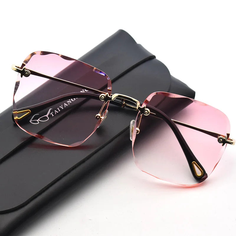 2024 New Women Sunglasses Rimless UV400 Brand Designer High Quality Gradient Sun Glasses Female Summer Shades zonnebril dames