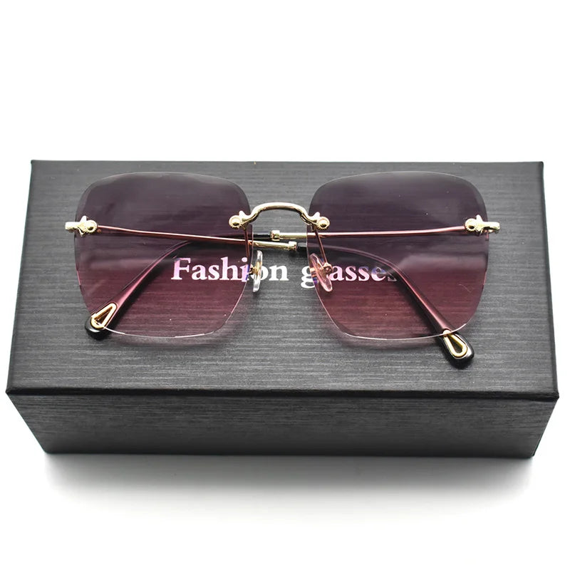 2024 New Women Sunglasses Rimless UV400 Brand Designer High Quality Gradient Sun Glasses Female Summer Shades zonnebril dames