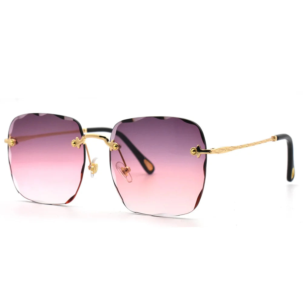 2024 New Women Sunglasses Rimless UV400 Brand Designer High Quality Gradient Sun Glasses Female Summer Shades zonnebril dames