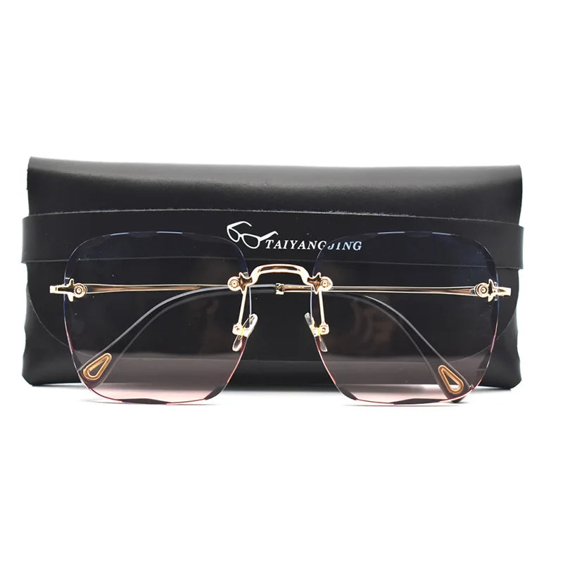 2024 New Women Sunglasses Rimless UV400 Brand Designer High Quality Gradient Sun Glasses Female Summer Shades zonnebril dames