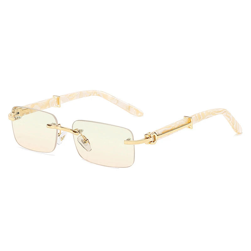 Square Rimless Pink Blue Green Sun Glasses For Men 2022 Luxury Designer Rectangle Hip Hop Cool Sunglasses Men Fashion Sunglasses