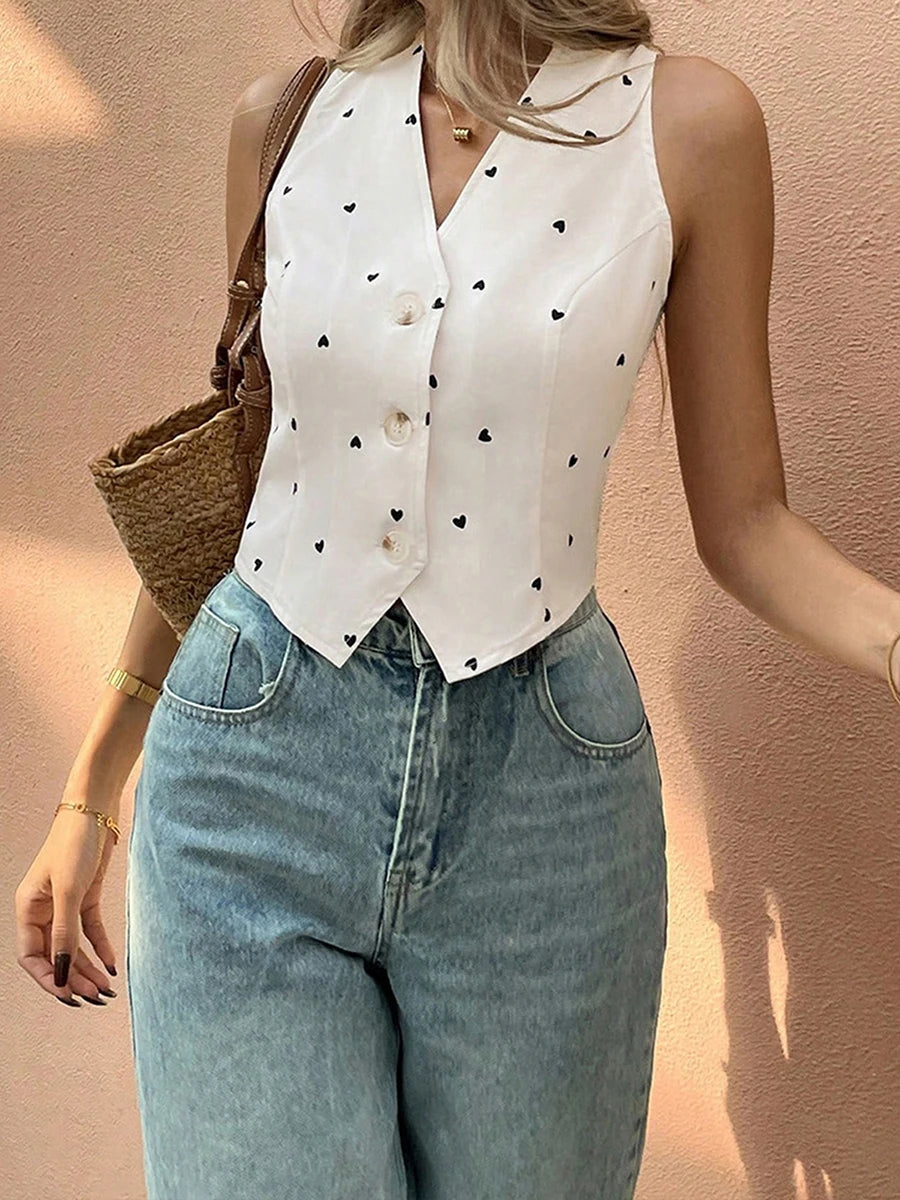Women s Floral Print Sleeveless V Neck Blouse Casual Button Down Tank Tops Fit Vest Shirts Summer Fashion
