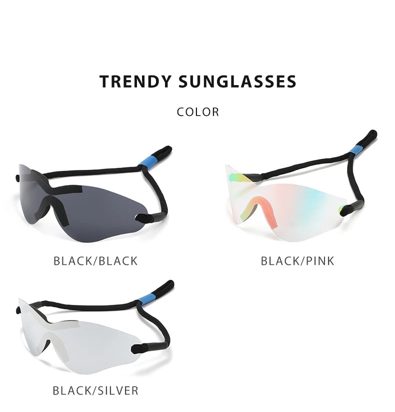 Oversized Punk Sport Rimless Sunglasses Women Men Luxury Brand Designer Hip Hop One Piece Y2K Sun Glasses