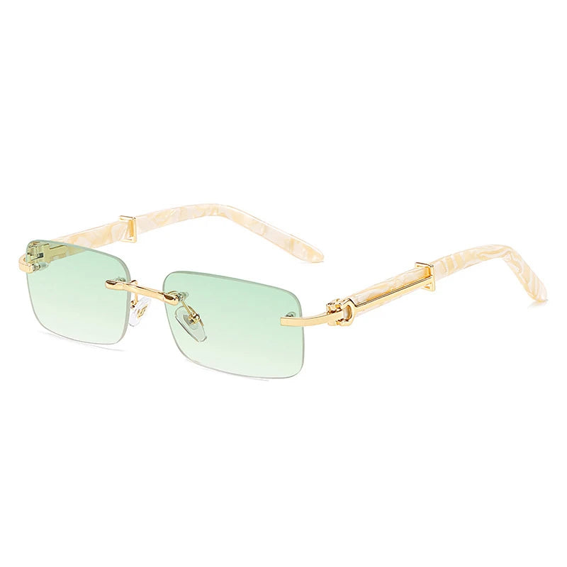 Square Rimless Pink Blue Green Sun Glasses For Men 2022 Luxury Designer Rectangle Hip Hop Cool Sunglasses Men Fashion Sunglasses