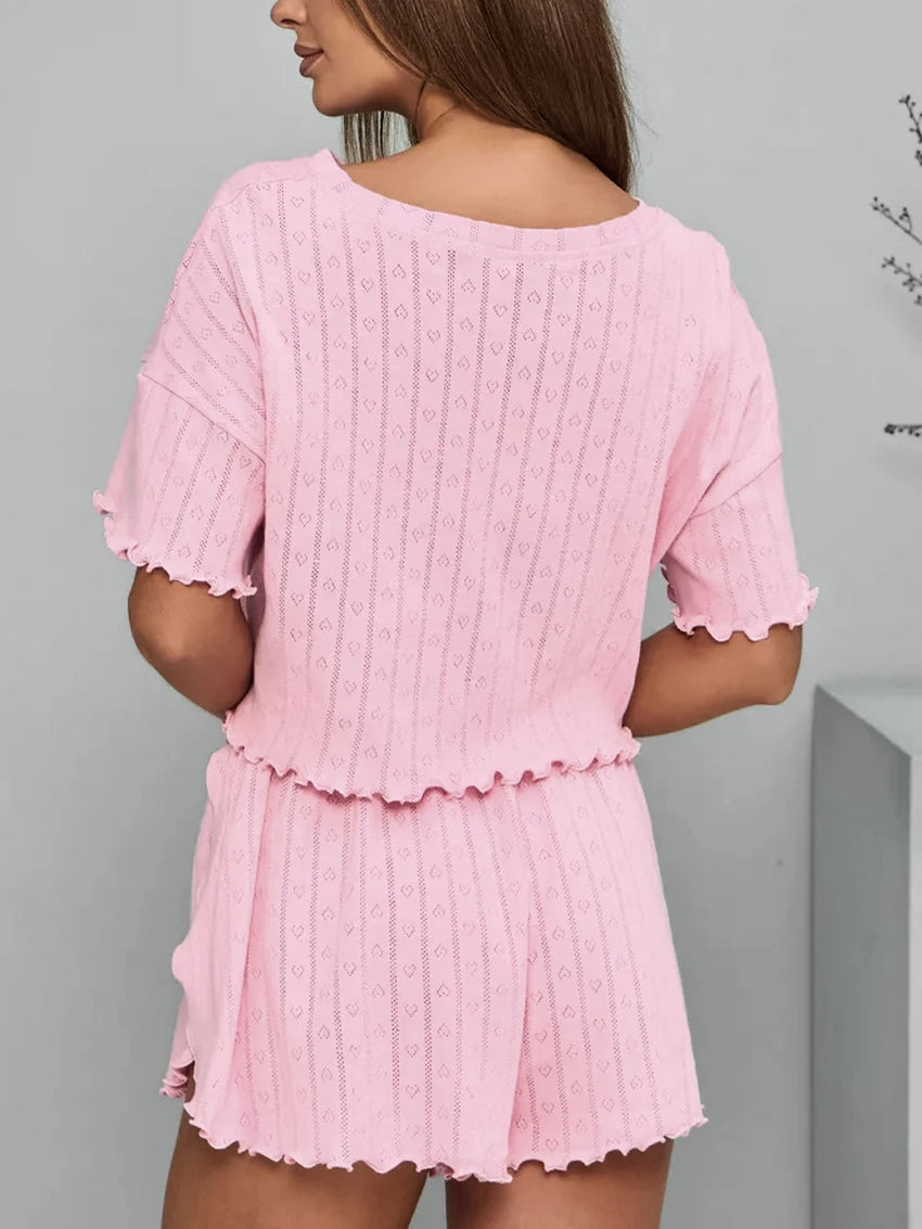 Marthaqiqi Loose Ladies Pajamas Suit Short Sleeve Nightie Crop Top Nightgown O-Neck Sleepwear Shorts Casual Female Nightwear Set