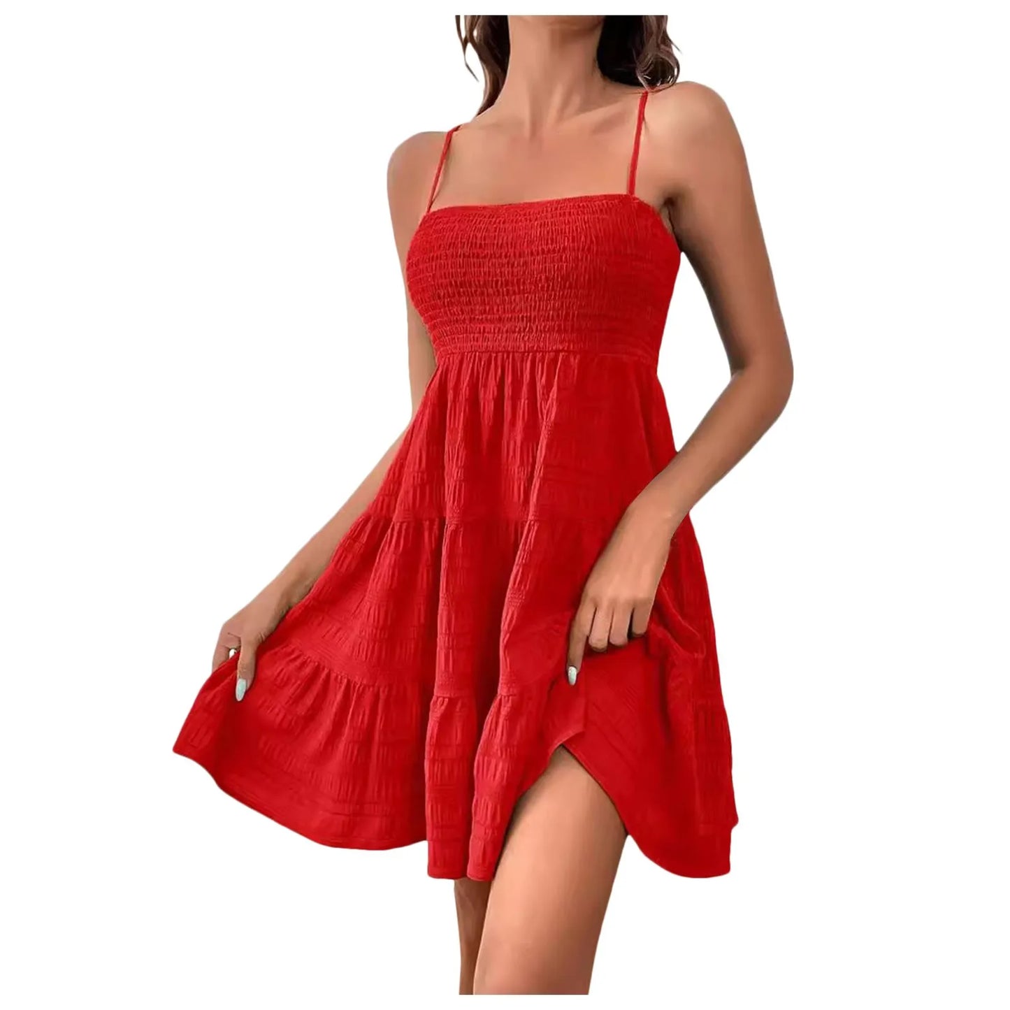 Party Dresses Short Dress Solid Ruffle Hem Short Dress Sleeveless Summer Mini Sexy Dress Dresses For Women 2024 Plus Size