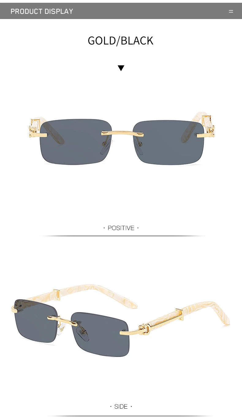 Square Rimless Pink Blue Green Sun Glasses For Men 2022 Luxury Designer Rectangle Hip Hop Cool Sunglasses Men Fashion Sunglasses