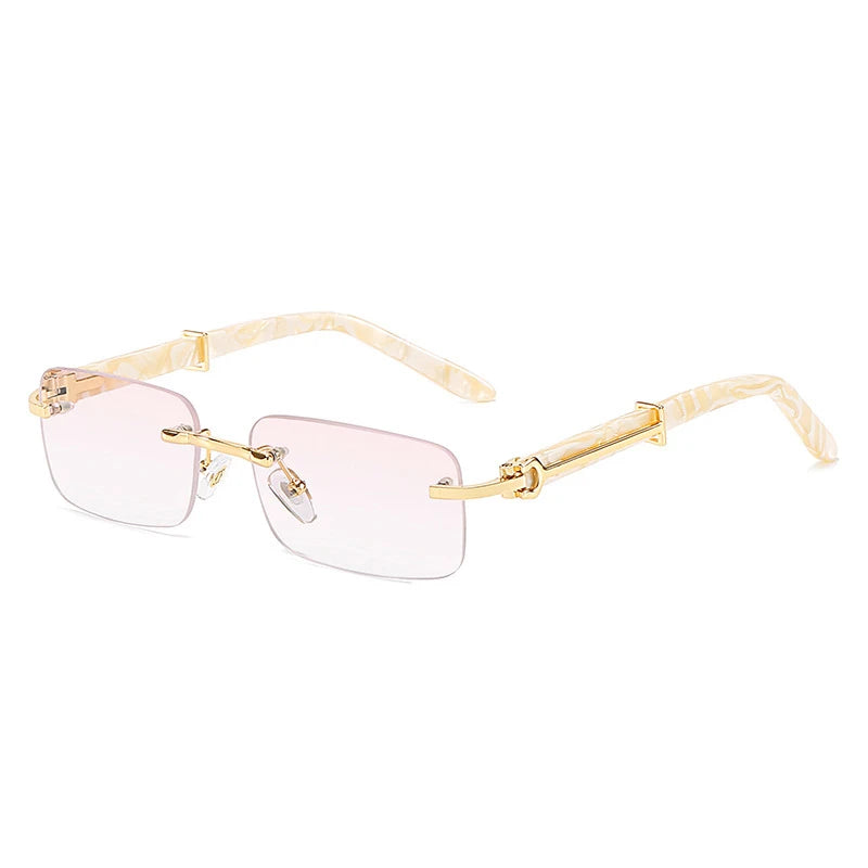 Square Rimless Pink Blue Green Sun Glasses For Men 2022 Luxury Designer Rectangle Hip Hop Cool Sunglasses Men Fashion Sunglasses