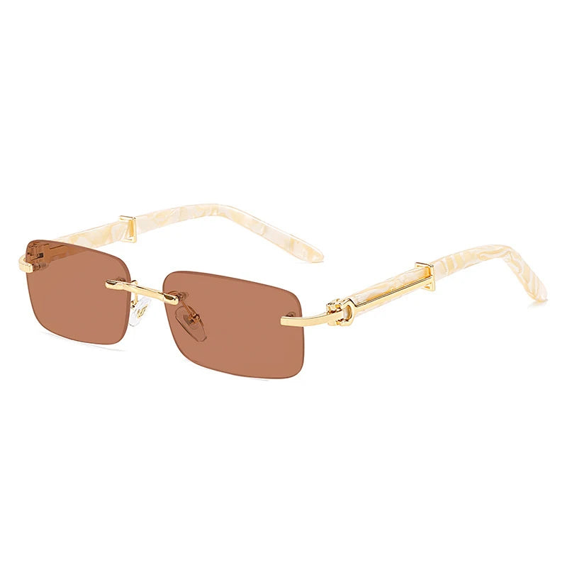 Square Rimless Pink Blue Green Sun Glasses For Men 2022 Luxury Designer Rectangle Hip Hop Cool Sunglasses Men Fashion Sunglasses
