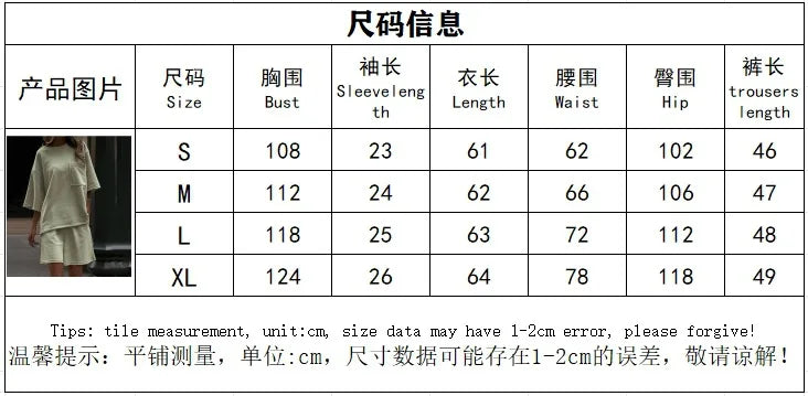2024 Women's 2 Piece Set Summer Short Sleeve Round Neck Loose T-shirt Top Wide Leg Shorts Suit Two Piece Oversized Outfits