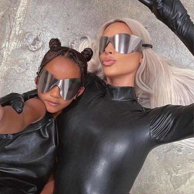 Oversized Punk Sport Rimless Sunglasses Women Men Luxury Brand Designer Hip Hop One Piece Y2K Sun Glasses