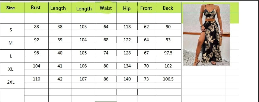 Women Sleeveless Low Cut V-Neck Printed Dress High Slit Sexy Dresses Trendy Half Skirt Women's Set Light Elegant Summer Set