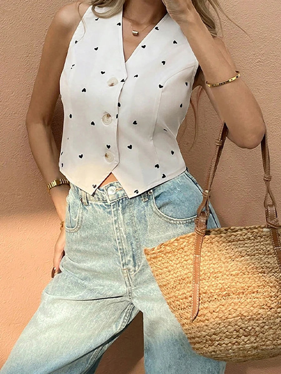 Women s Floral Print Sleeveless V Neck Blouse Casual Button Down Tank Tops Fit Vest Shirts Summer Fashion