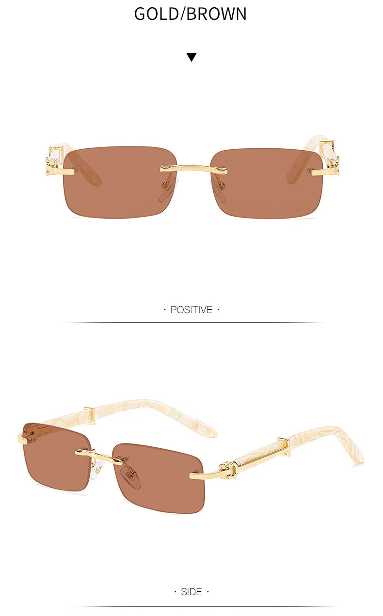 Square Rimless Pink Blue Green Sun Glasses For Men 2022 Luxury Designer Rectangle Hip Hop Cool Sunglasses Men Fashion Sunglasses