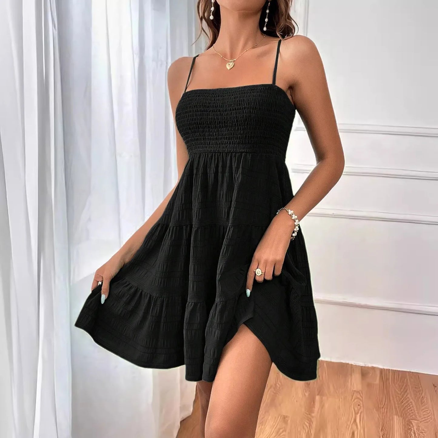 Party Dresses Short Dress Solid Ruffle Hem Short Dress Sleeveless Summer Mini Sexy Dress Dresses For Women 2024 Plus Size