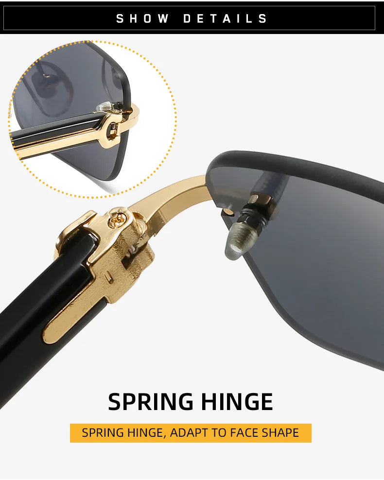 Square Rimless Pink Blue Green Sun Glasses For Men 2022 Luxury Designer Rectangle Hip Hop Cool Sunglasses Men Fashion Sunglasses