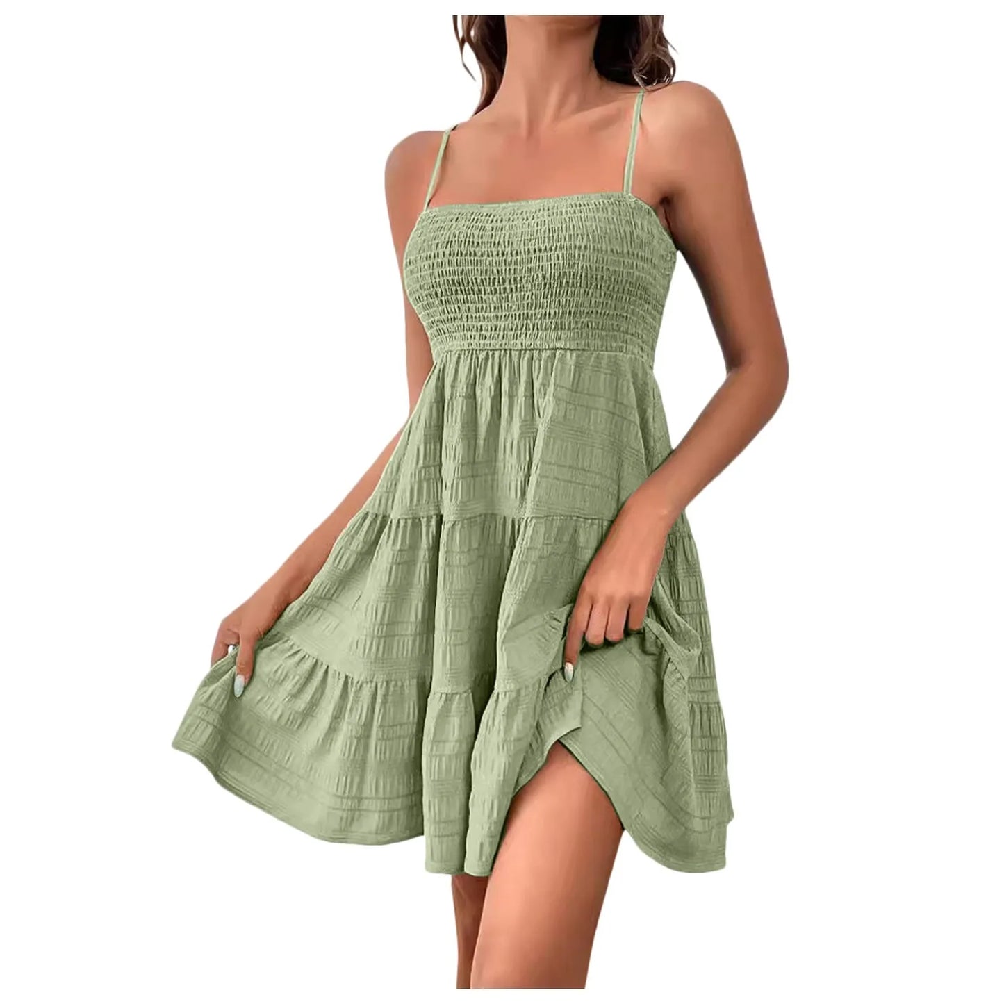 Party Dresses Short Dress Solid Ruffle Hem Short Dress Sleeveless Summer Mini Sexy Dress Dresses For Women 2024 Plus Size