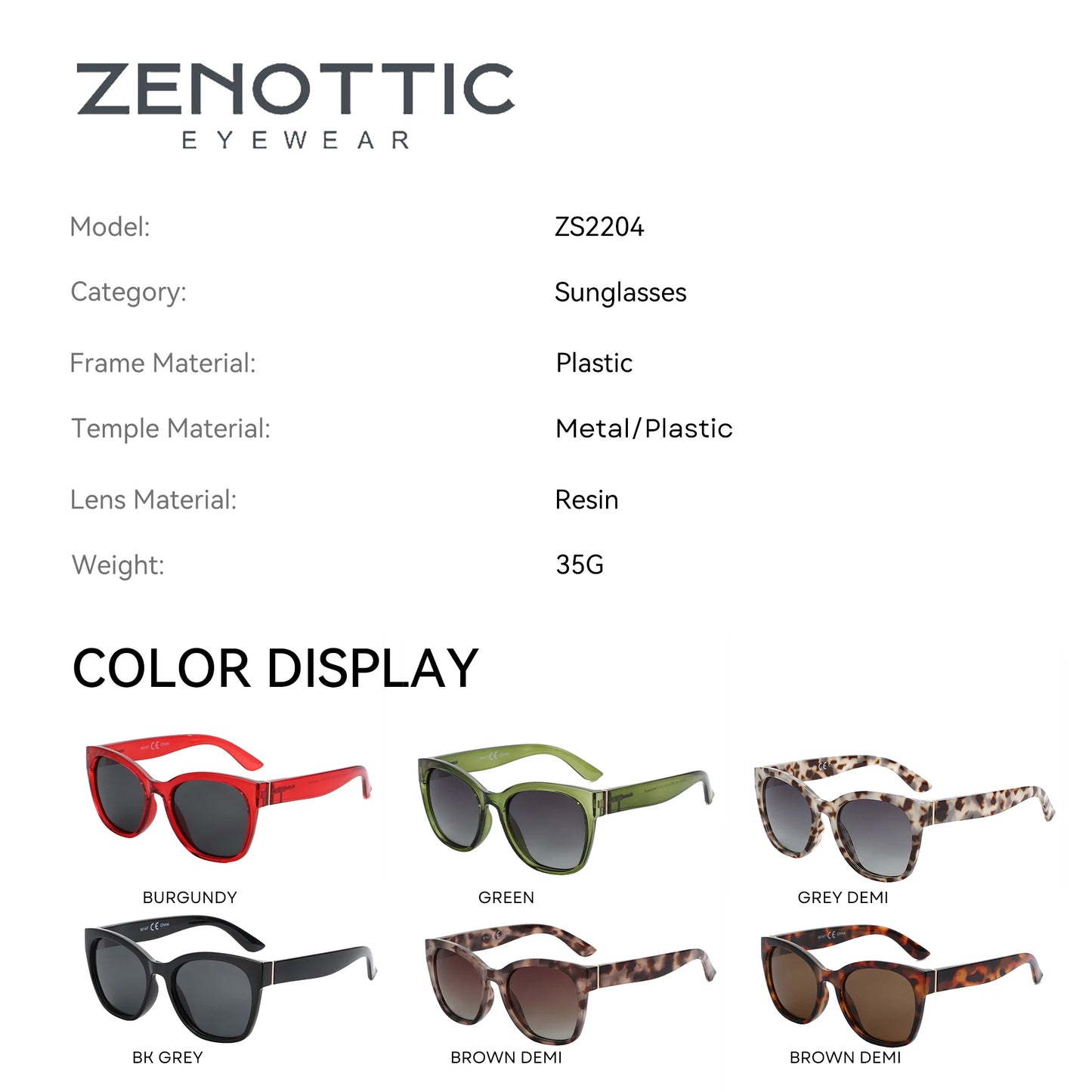 ZENOTTIC Fashion Original Thick Butterfly Frame Polarized Sunglasses for Women Chunky Uv400 Protection Shade Cat Eye Sun Glasses