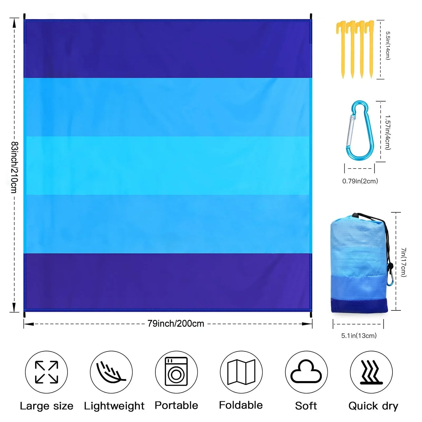 Extra-Large Waterproof Beach Blanket for 4-7 Adults,-,Lightweight,,Sandproof Picnic Mat for Beach,,Travel,Camping,Hiking