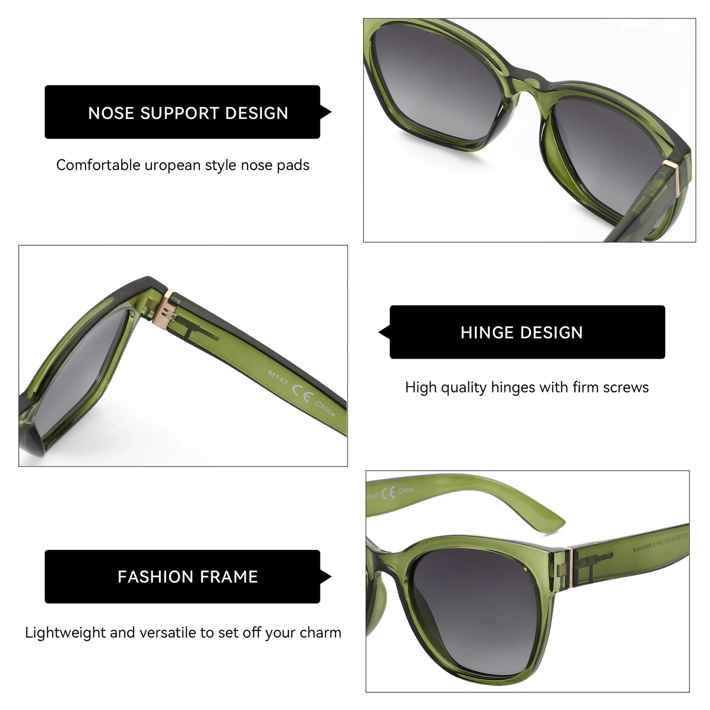 ZENOTTIC Fashion Original Thick Butterfly Frame Polarized Sunglasses for Women Chunky Uv400 Protection Shade Cat Eye Sun Glasses