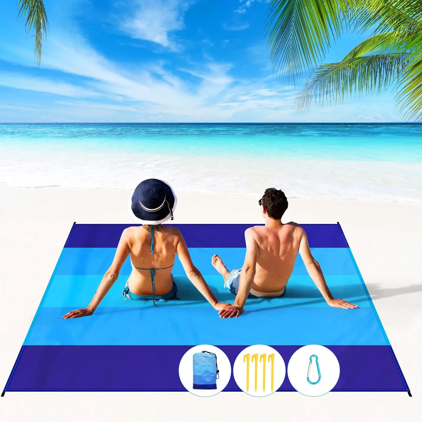 Extra-Large Waterproof Beach Blanket for 4-7 Adults,-,Lightweight,,Sandproof Picnic Mat for Beach,,Travel,Camping,Hiking